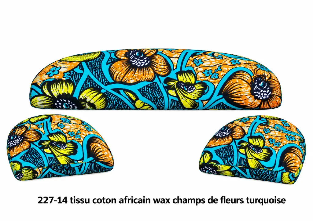 presentation 227-14 tissu coton africain wax champs de fleurs turquoise.webp